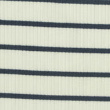 Dark Blue Horizontal-Stripe Rib Knit, Poly-Viscose