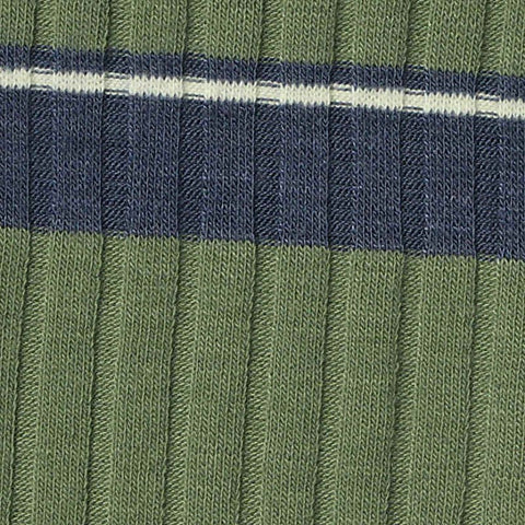Green Horizontal-Stripe Rib Knit, Poly-Viscose, 220 gsm, 140 cm