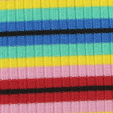 Multicolor Horizontal-Stripe Rib Knit, Viscose — texture