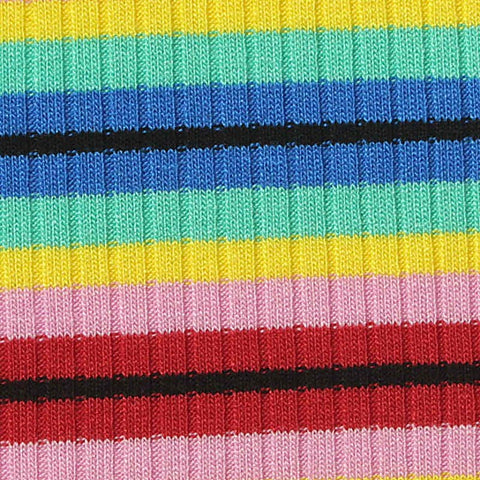 Multicolor Horizontal-Stripe Rib Knit, Viscose
