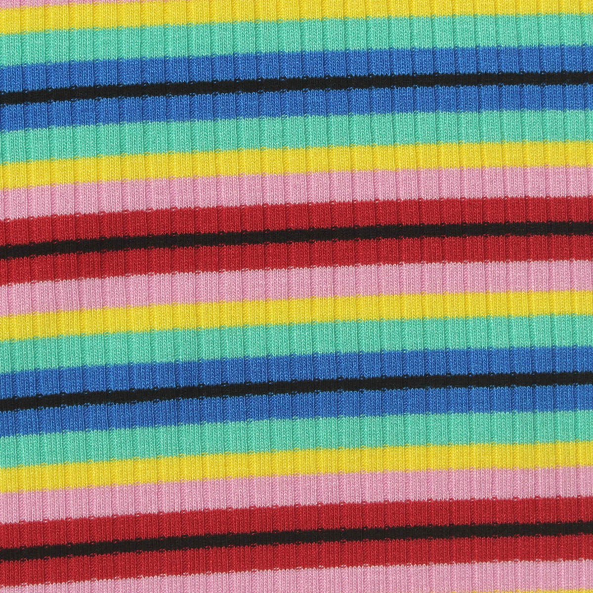 Multicolor Horizontal-Stripe Rib Knit, Viscose