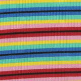 Multicolor Horizontal-Stripe Rib Knit, Viscose
