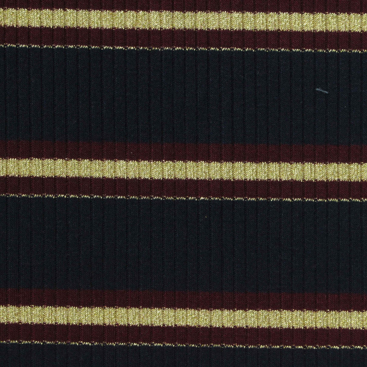 Dark Blue Horizontal-Stripe Rib Knit, Poly-Viscose, 230 gsm