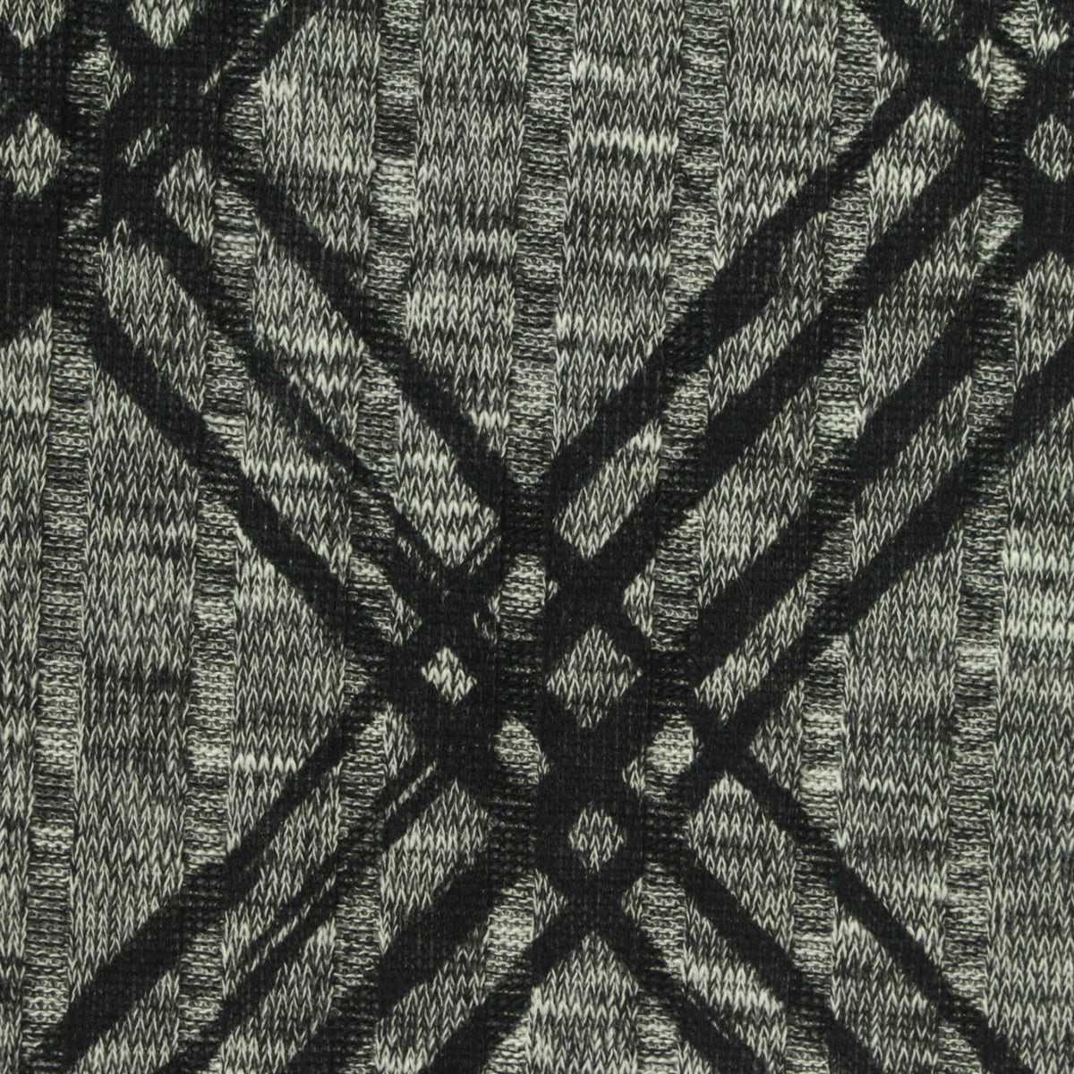 Black Lines Rib Knit, Polyester, 210 gsm