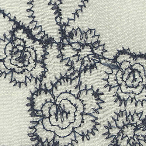 Dark Blue Floral Woven, Viscose-Poly