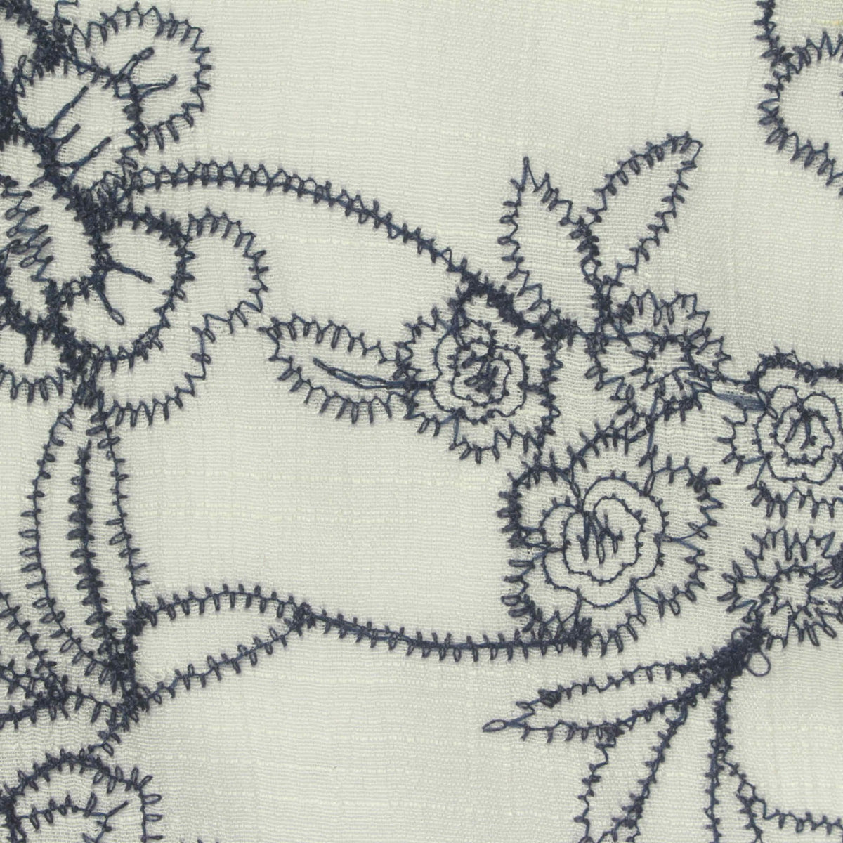 Dark Blue Floral Woven, Viscose-Poly