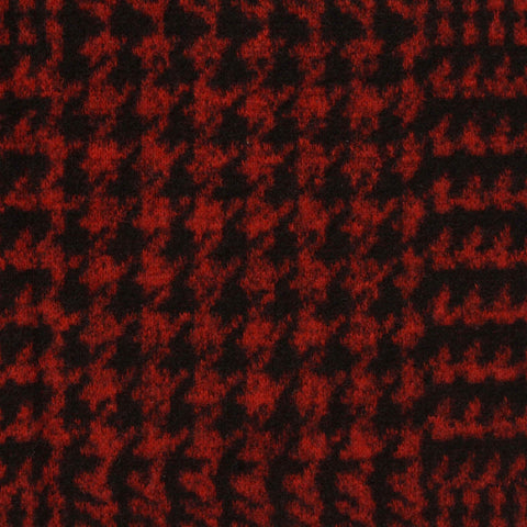 Red Houndstooth Jacquard, Poly-Viscose, 300 gsm