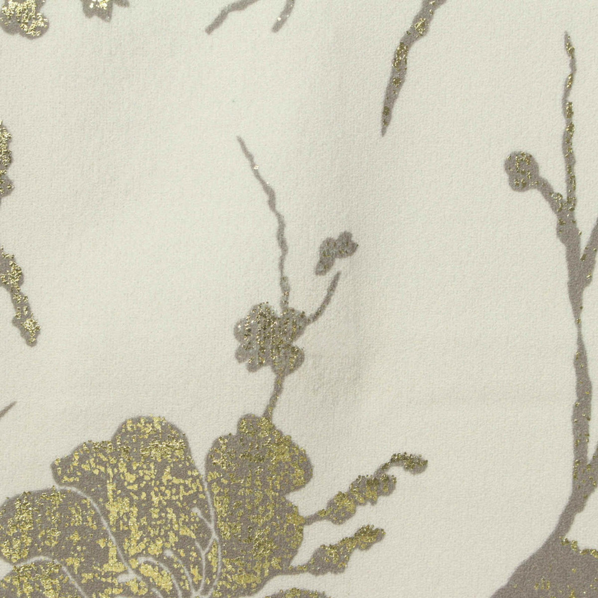 Gold Floral Linen-Look, Polyester