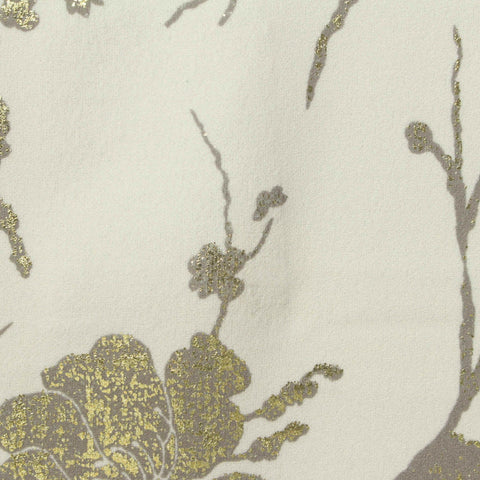 Gold Floral Linen-Look, Polyester