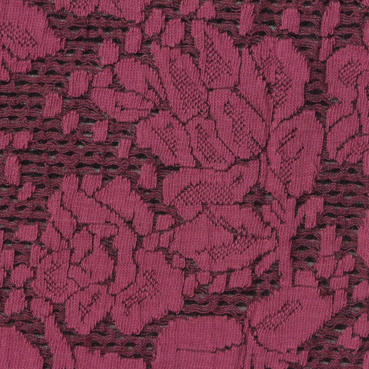 Magenta Floral Interlock Knit, Cotton-Poly