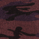 Dark Red Bold-Camo Rib Knit, Viscose-Poly