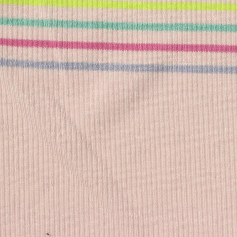 Pink Horizontal-Stripe Rib Knit, Viscose, 250 gsm, 160 cm