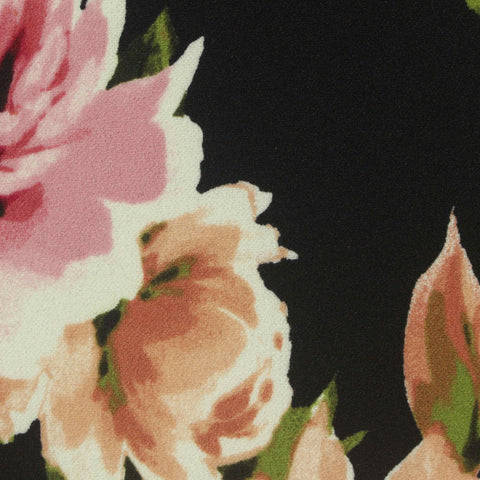 Pink Floral Linen-Look, Polyester, 200 gsm