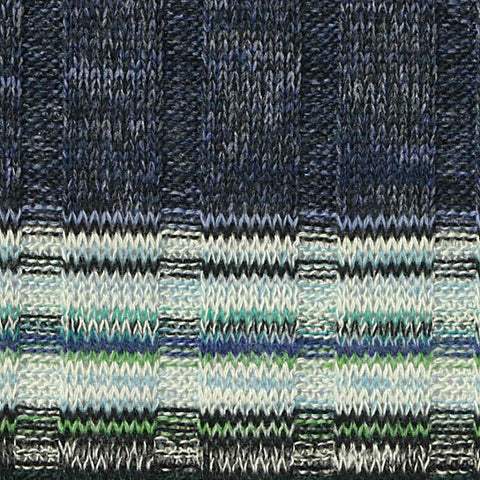 Dark Blue Horizontal-Stripe Rib Knit, Poly-Viscose, 210 gsm