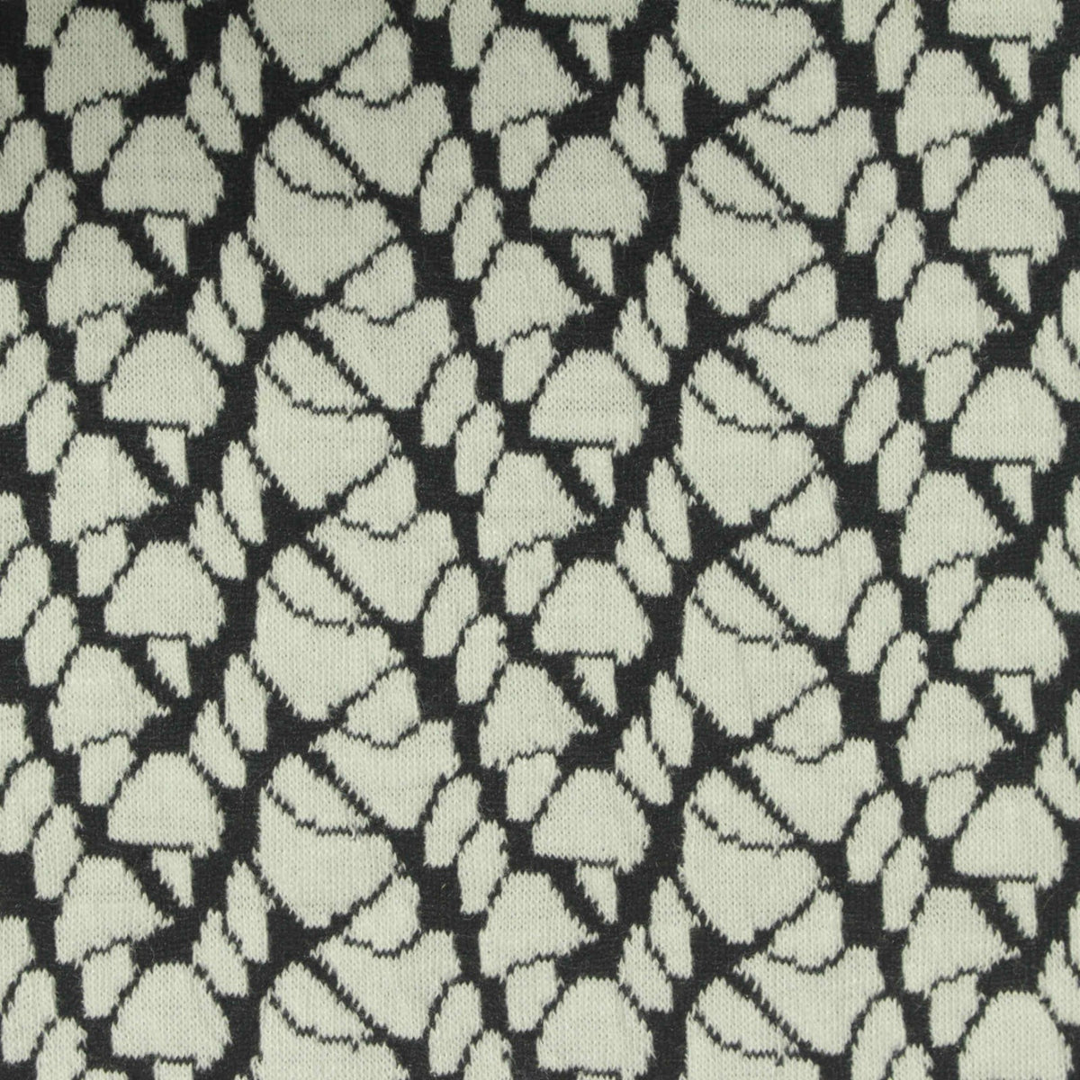 Black Abstract Interlock Knit, Poly-Cotton, 230 gsm