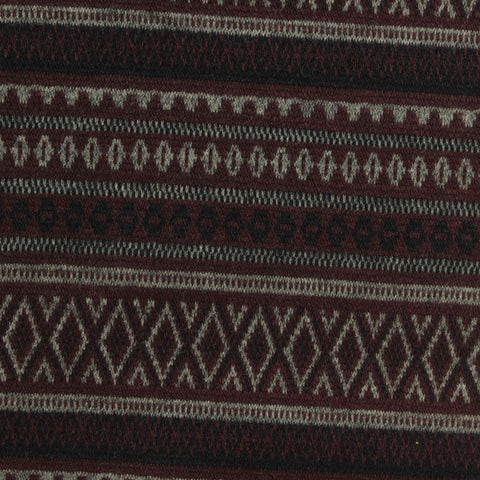 Maroon Geometric-Band Interlock Knit, Viscose
