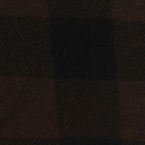 Dark Brown Plaid Interlock Knit, Polyester, 310 gsm