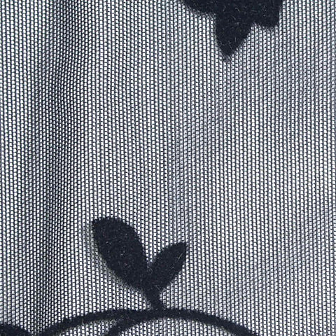 Bold Floral Flocked Polyester Stretch Mesh Fabric, 120 gsm, 150 cm — Grey