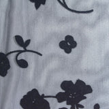 Bold Floral Flocked Polyester Stretch Mesh Fabric, 120 gsm, 150 cm — Grey