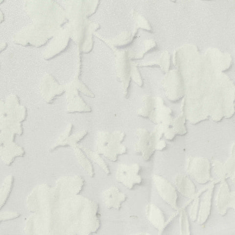 White Tone-on-Tone Floral Jacquard, Viscose, 110 gsm