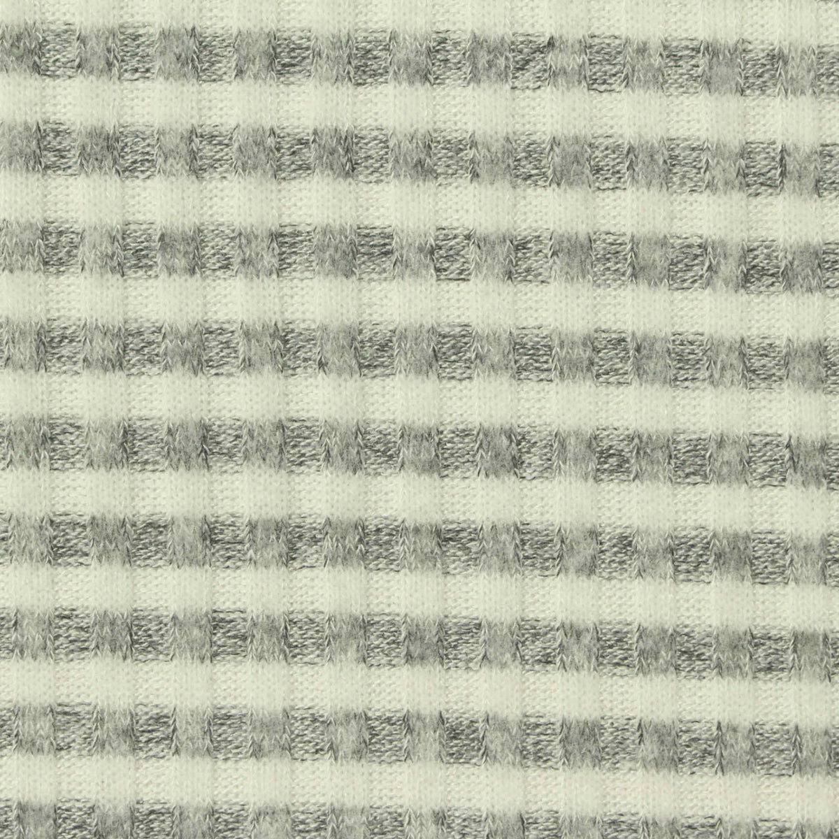 Dark Grey Horizontal-Stripe Rib Knit, Viscose-Poly