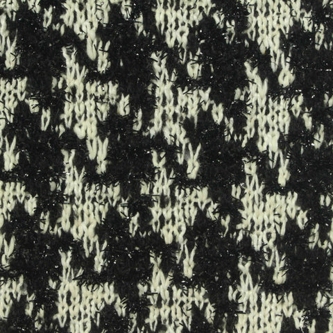 Black Houndstooth Bouclé, Poly-Cotton