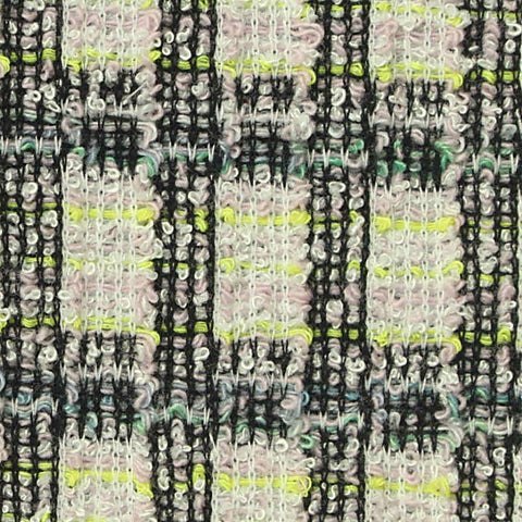 Black Textured-Plaid Bouclé, Cotton-Poly