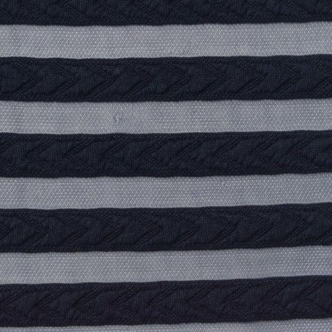 Navy Horizontal-Stripe Jacquard, Polyester