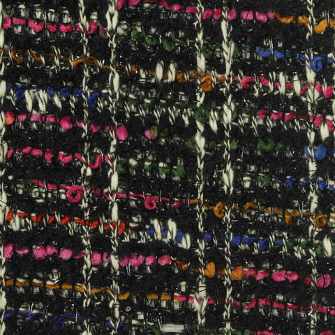 Black Plaid Bouclé, Poly-Cotton, 330 gsm