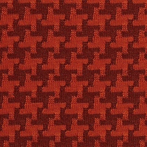 Orange Houndstooth Interlock Knit, Poly-Cotton