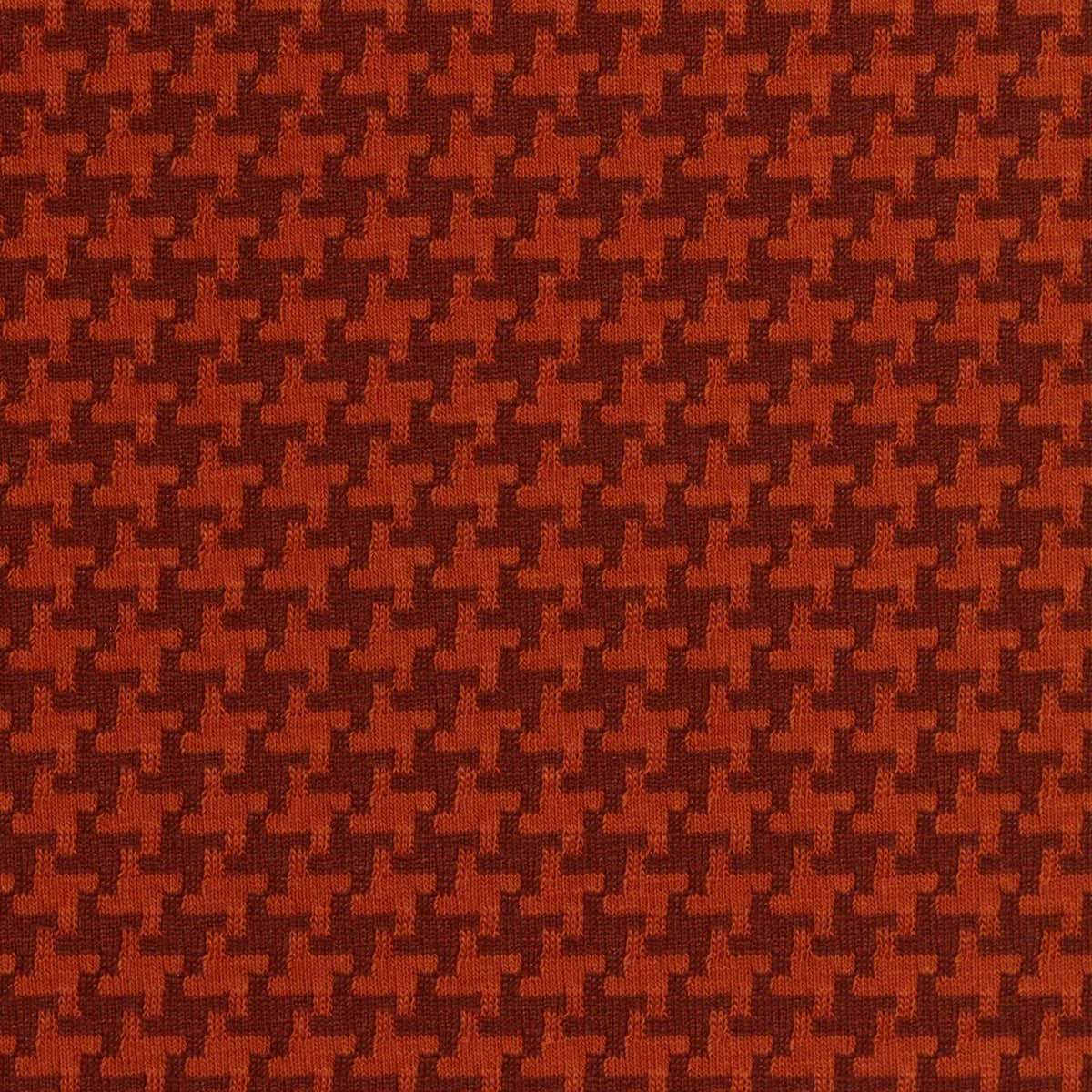 Orange Houndstooth Interlock Knit, Poly-Cotton