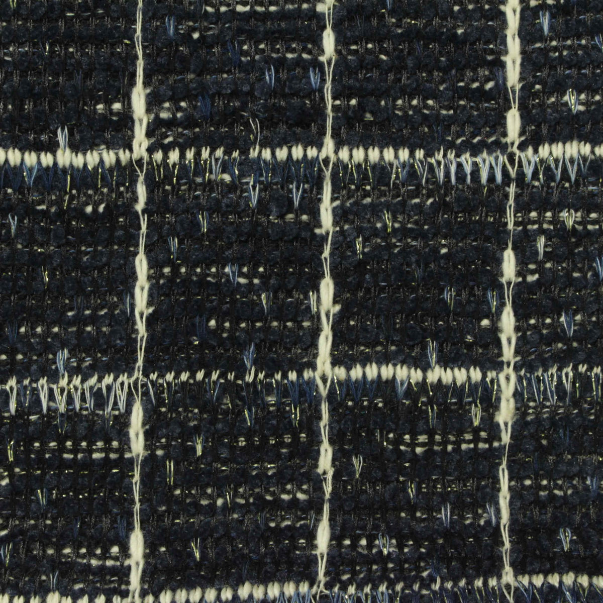 Off-White Check Bouclé, Poly-Cotton