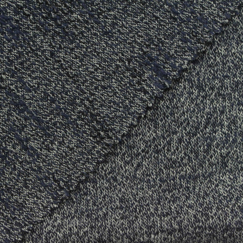 Dark Blue Marl French Terry, Poly-Cotton, 240 gsm