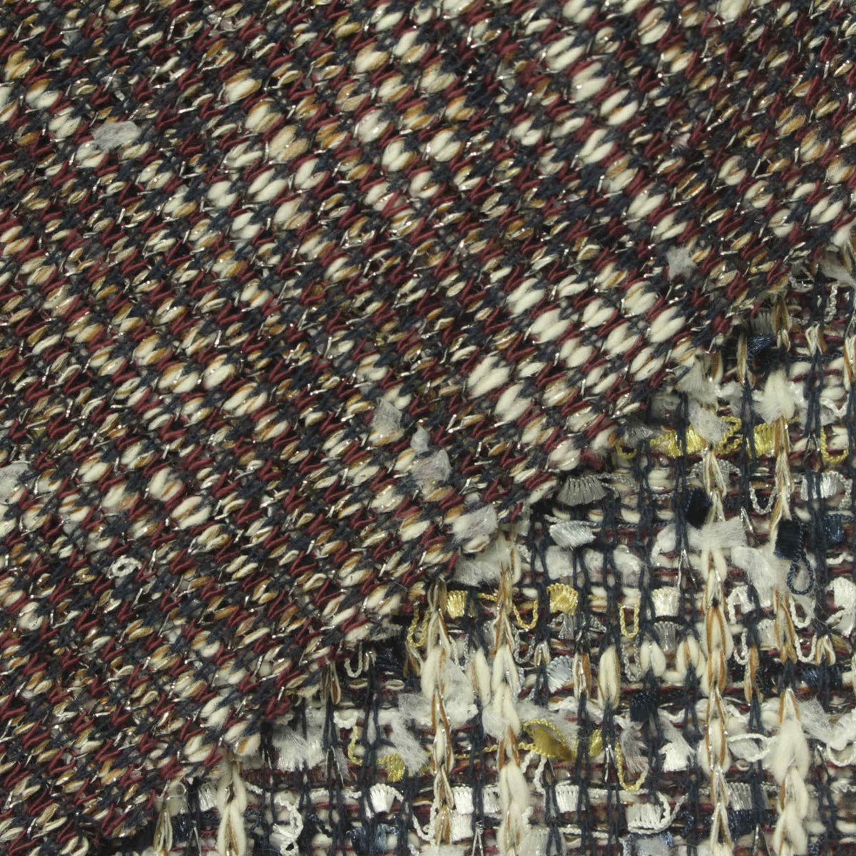 Jacquard Cotton Polyester Blend Metallic Bouclé Fabric, 400 gsm, 160 cm — Multi
