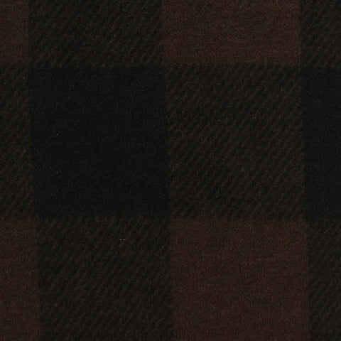 Dark Brown Plaid Interlock Knit, Poly-Viscose, 250 gsm