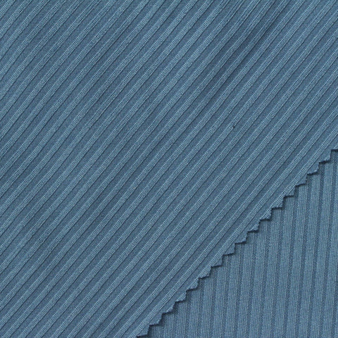 Polyester Stretch Rib Knit Fabric, 150 gsm, 140 cm — Blue