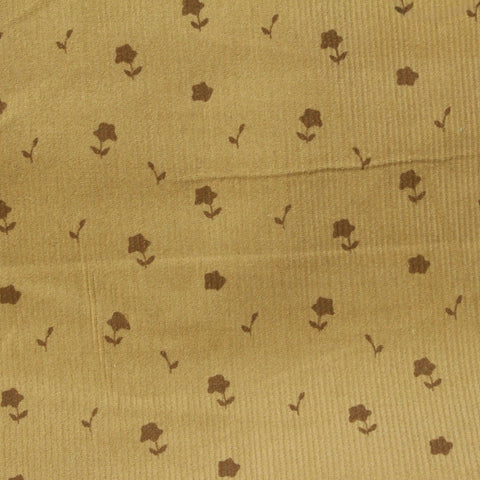 Dark Brown Floral Corduroy, Cotton