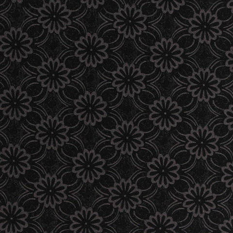 Dark Grey Floral Jacquard, Poly-Viscose, 240 gsm
