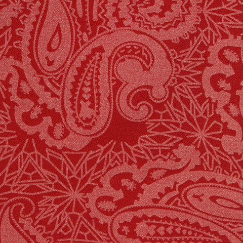 Red Tone-on-Tone Paisley Bengaline, Viscose-Nylon