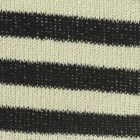 Cream Horizontal-Stripe Chunky Knit, Poly-Cotton, 320 gsm