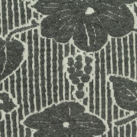 Dark Grey Floral Interlock Knit, Polyester