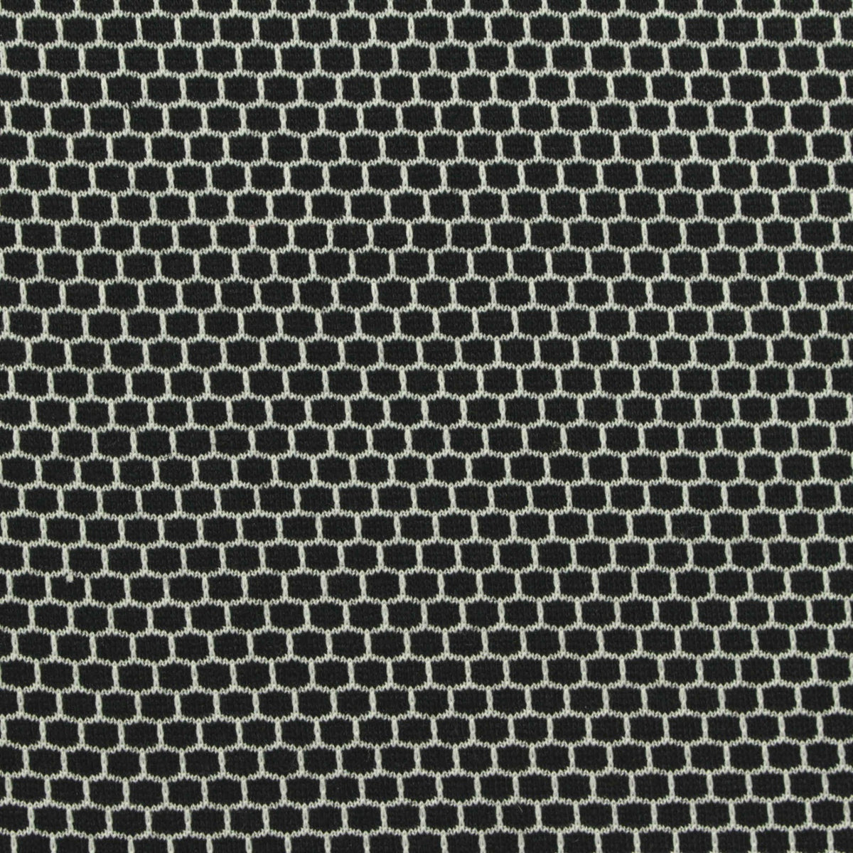 Black Geometric-Grid Jersey Knit, Polyester