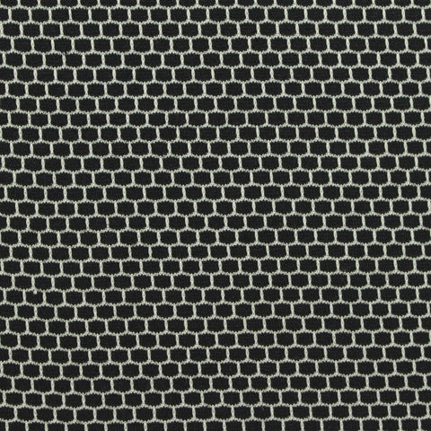 Black Geometric-Grid Jersey Knit, Polyester