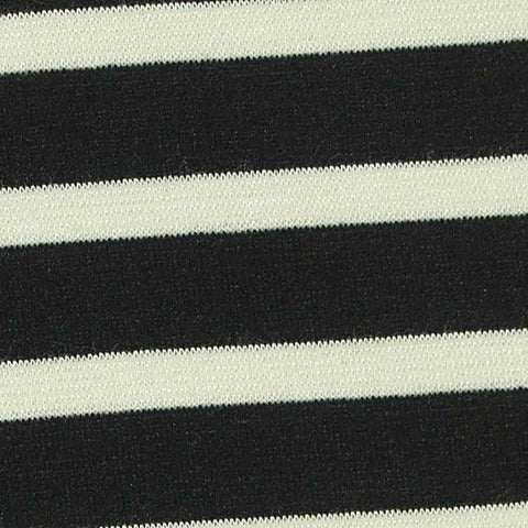 Black Horizontal-Stripe Ponte Knit, Viscose-Nylon, 270 gsm