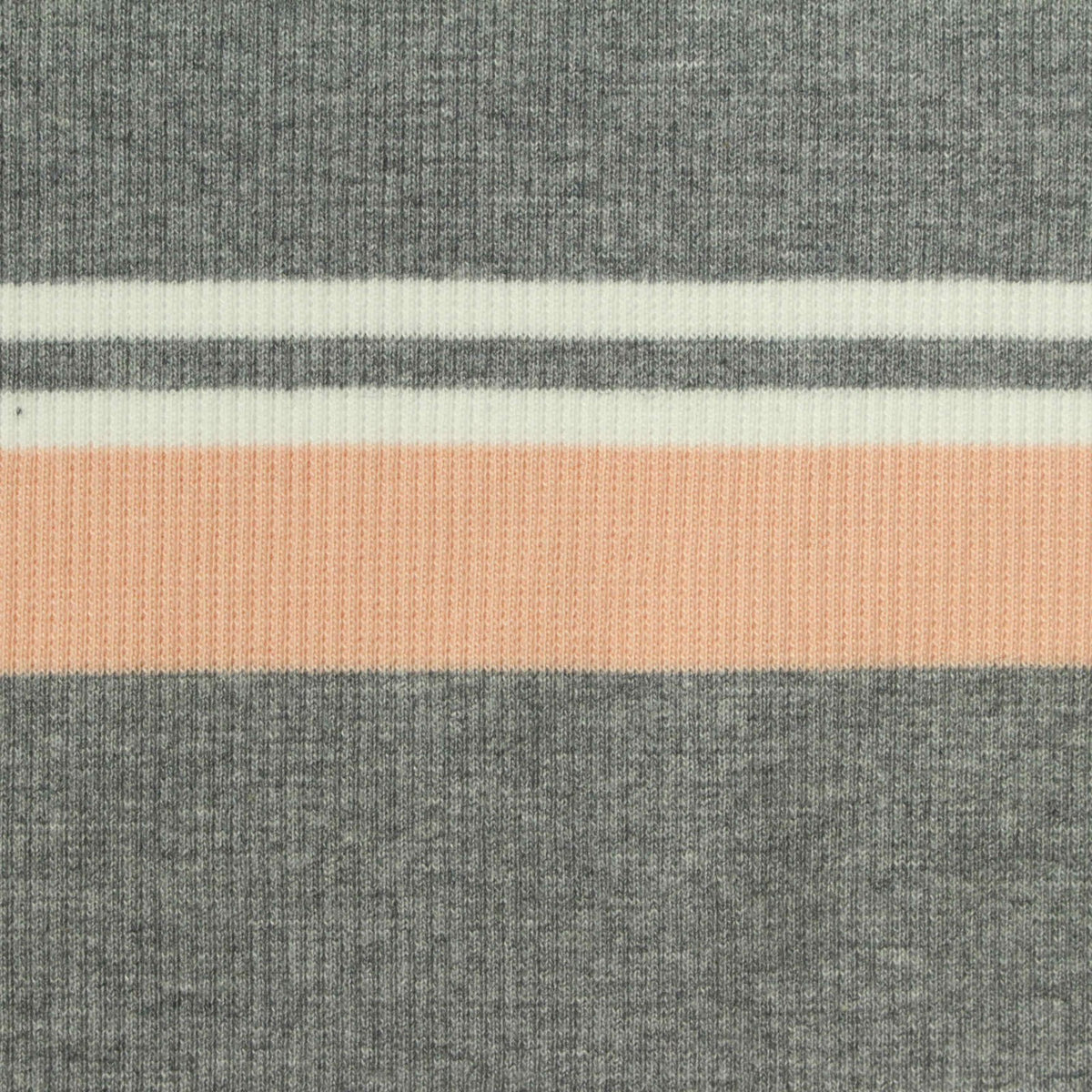 Grey Horizontal-Stripe Rib Knit, Cotton-Viscose