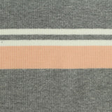 Grey Horizontal-Stripe Rib Knit, Cotton-Viscose