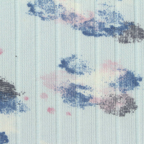 Blue Abstract Rib Knit, Polyester, 225 gsm
