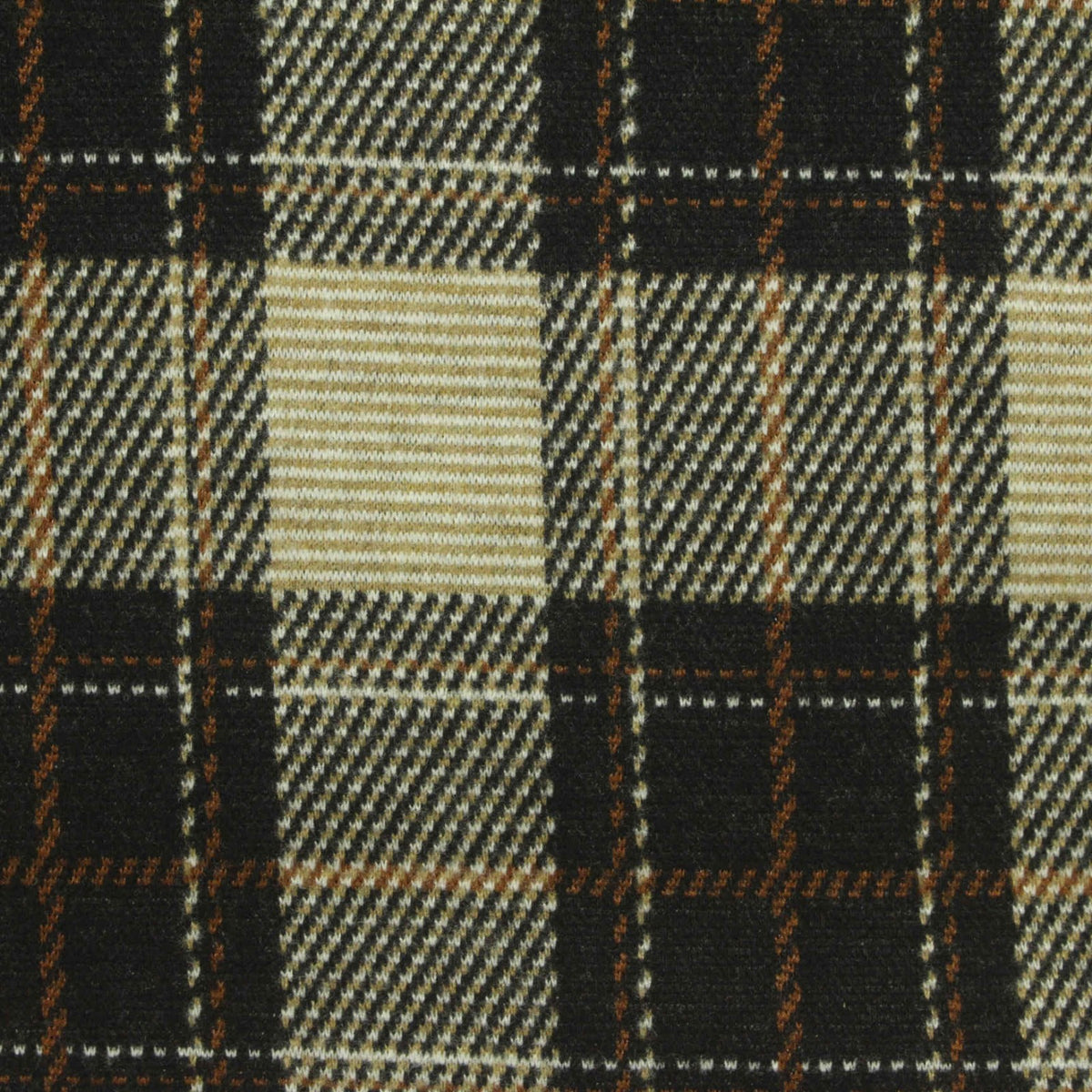 Dark Brown Bold-Plaid Jacquard, Polyester, 380 gsm