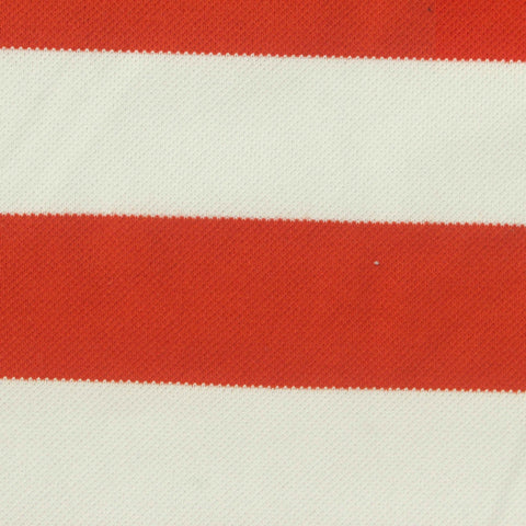 Orange Horizontal-Stripe Piqué Knit, Cotton-Poly