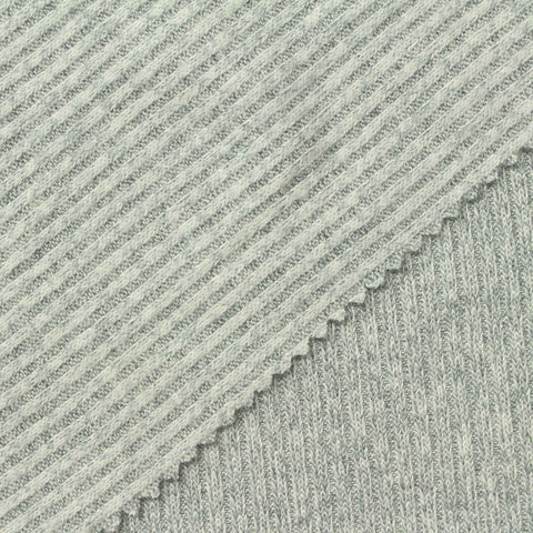 Viscose Polyester Stretch Rib Knit Fabric, 240 gsm, 175 cm — Grey